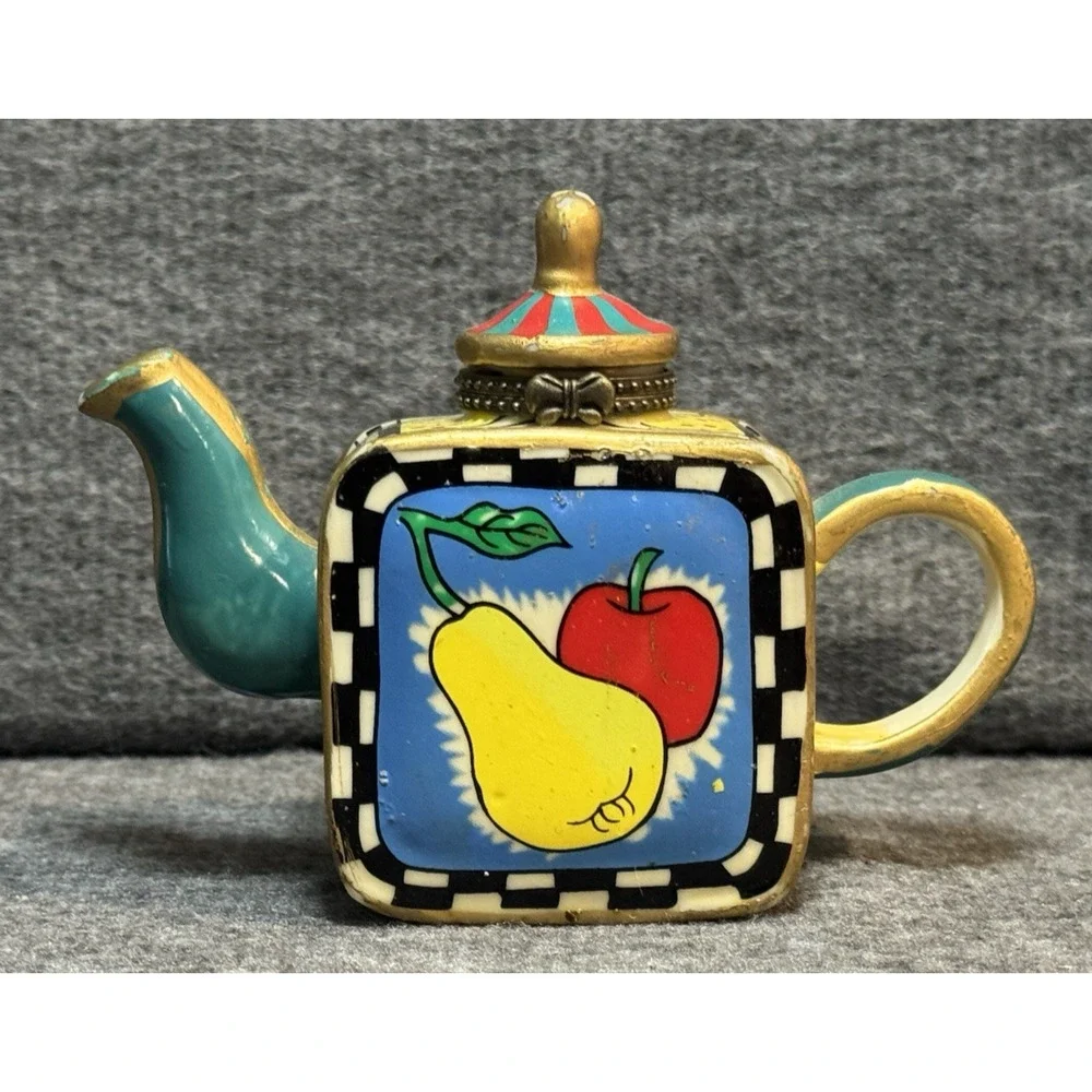 Greenbrier Teapot Floral Hinged Trinket Box